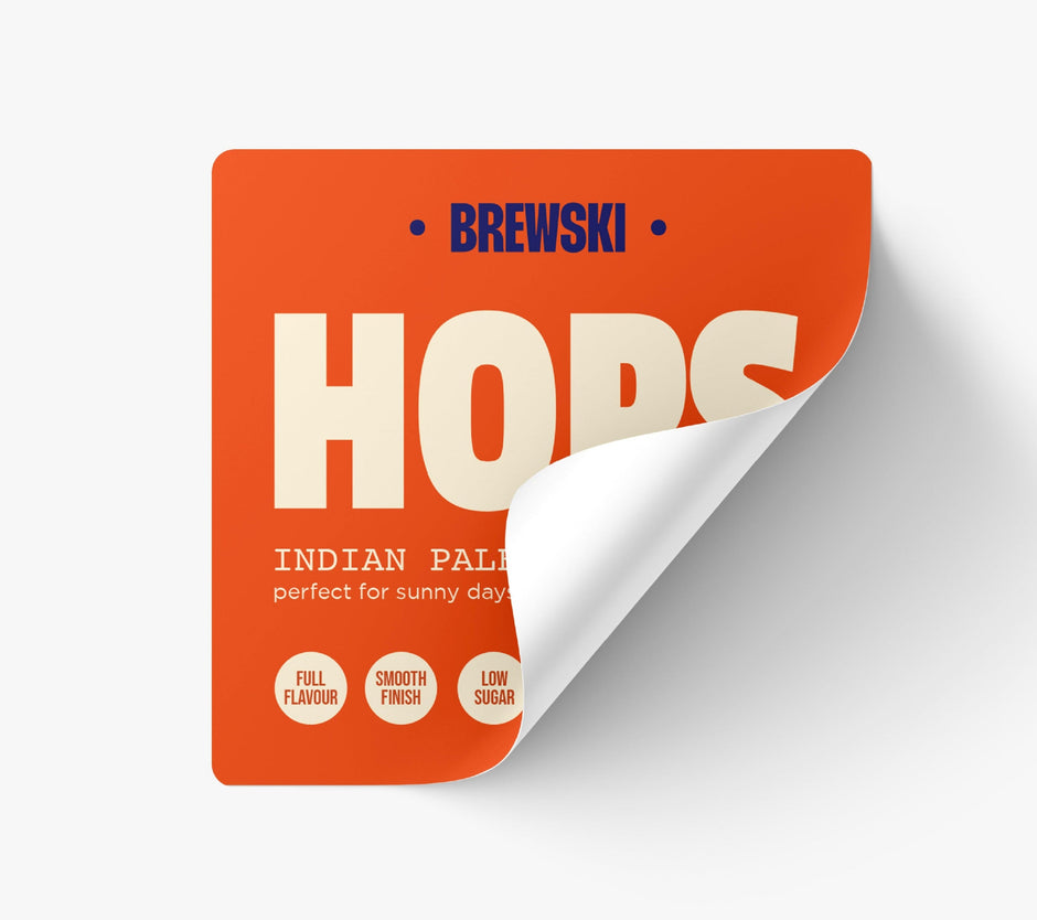 Brewski Hops Indian Pale Ale label on a white background